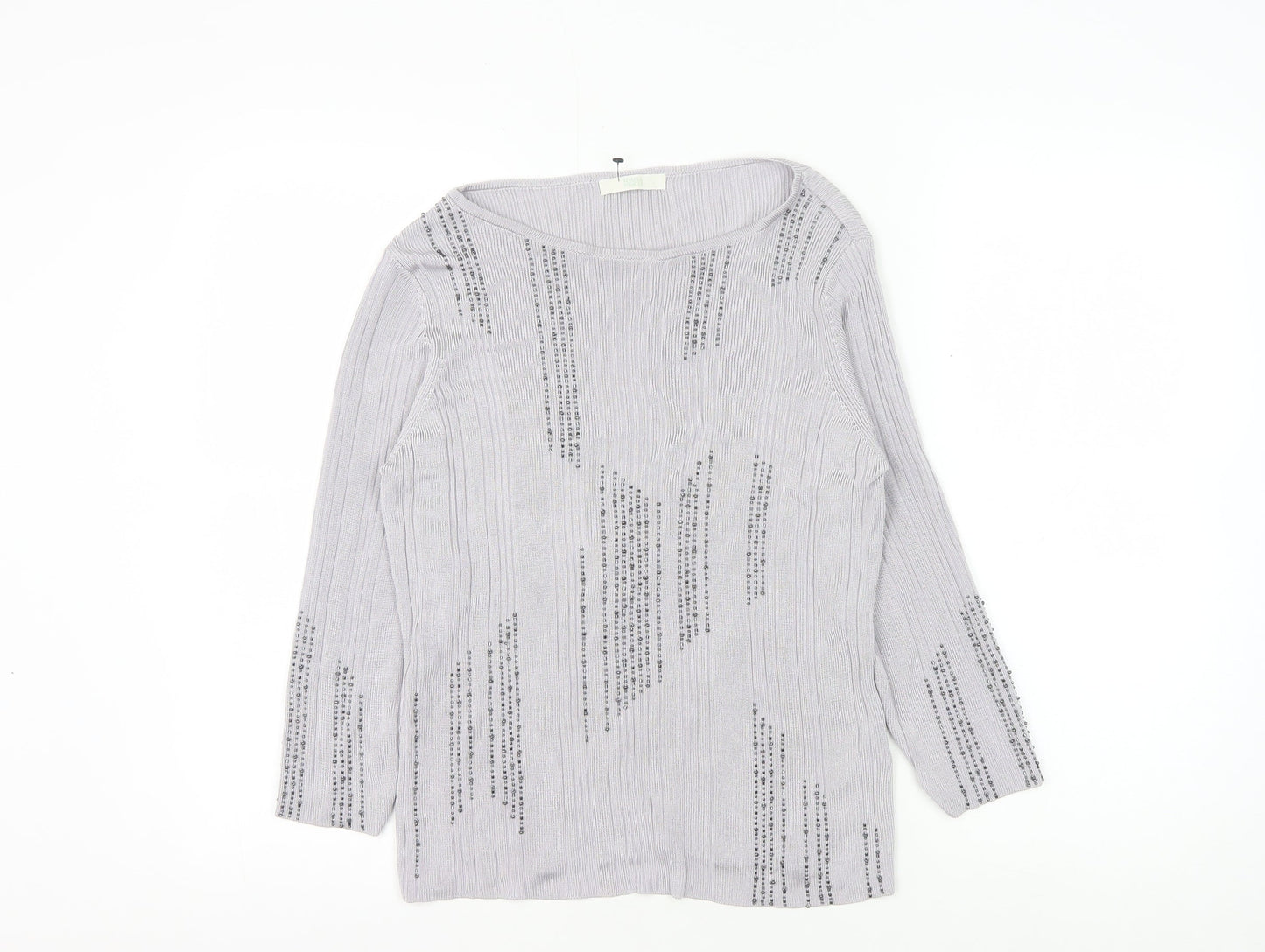 Marks and Spencer Grey Beaded Knit Top Women Size 18