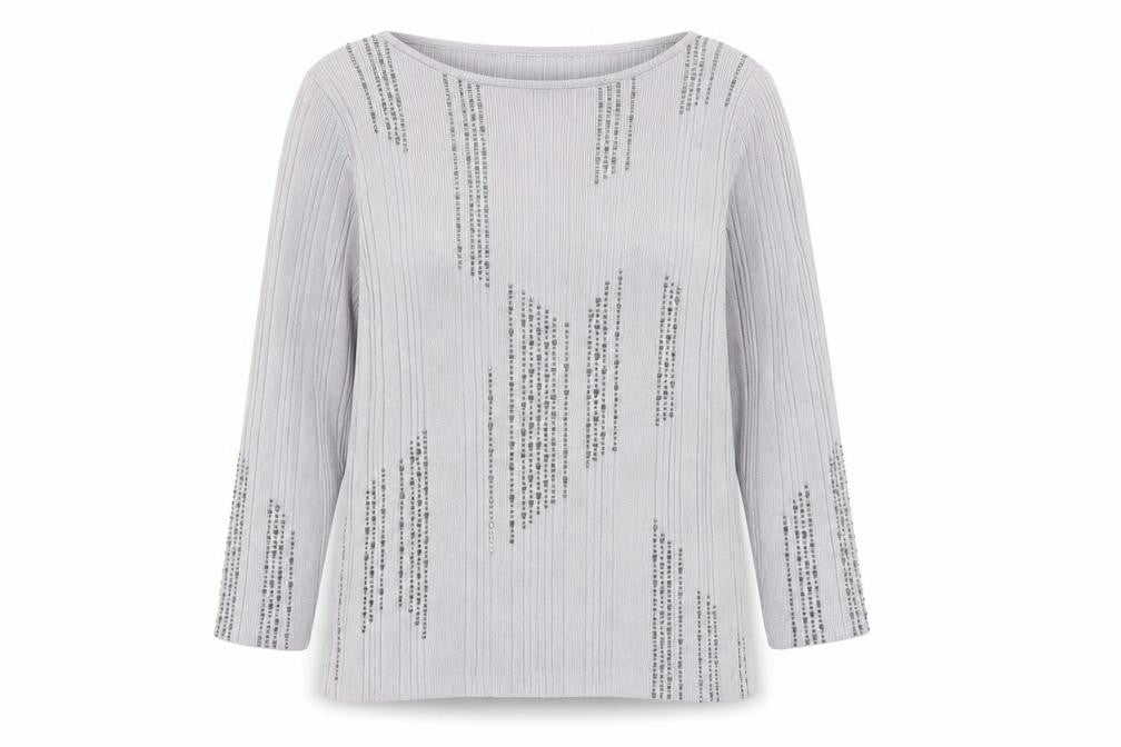 Marks and Spencer Grey Beaded Knit Top Women Size 18
