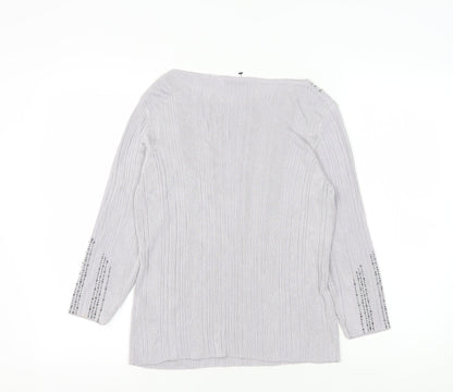 Marks and Spencer Grey Beaded Knit Top Women Size 18