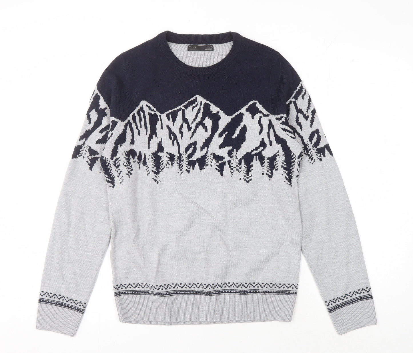 Marks and Spencer Men's Blue S Mountain Jumper