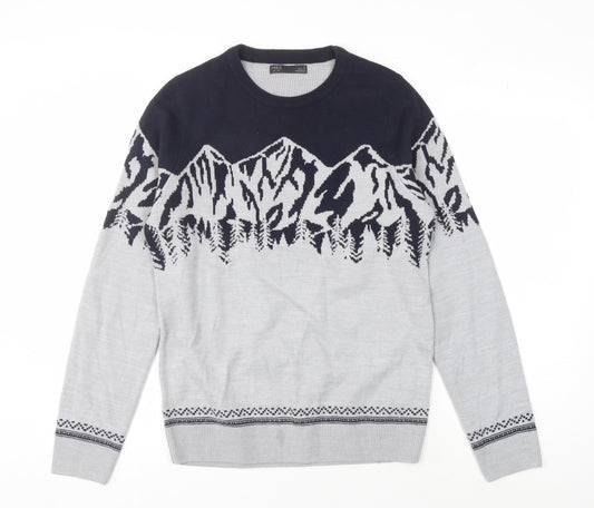 Marks and Spencer Men's Blue S Mountain Jumper
