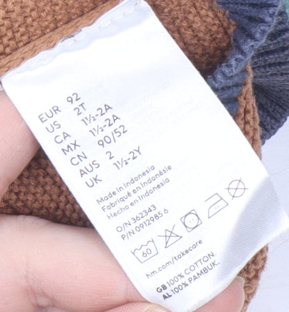 H&M Unisex Baby Jumper, 24 Months, Cream/Brown/Green Pullover