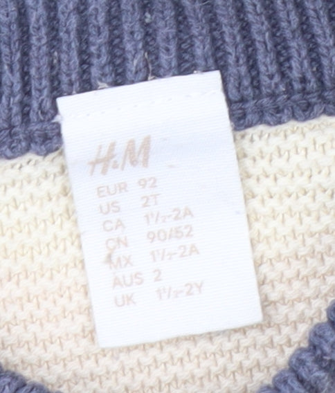 H&M Unisex Baby Jumper, 24 Months, Cream/Brown/Green Pullover