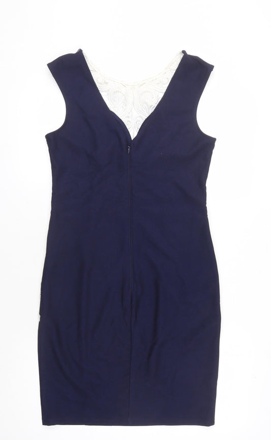 Lipsy London Women's Blue Sheath Party Dress Size 14