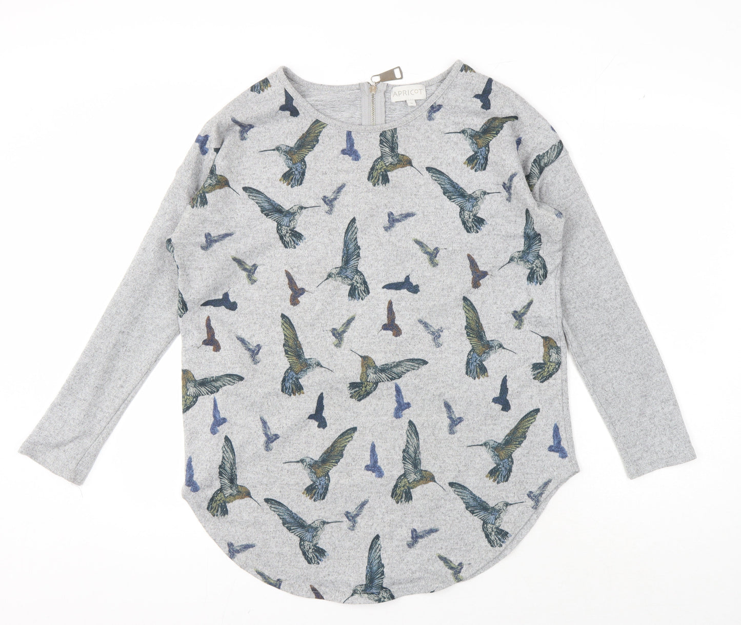 Apricot Women's Grey Bird Print Full Zip Jumper M