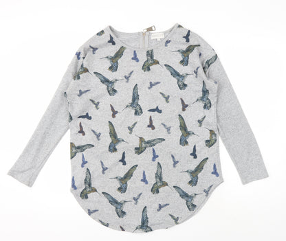 Apricot Women's Grey Bird Print Full Zip Jumper M