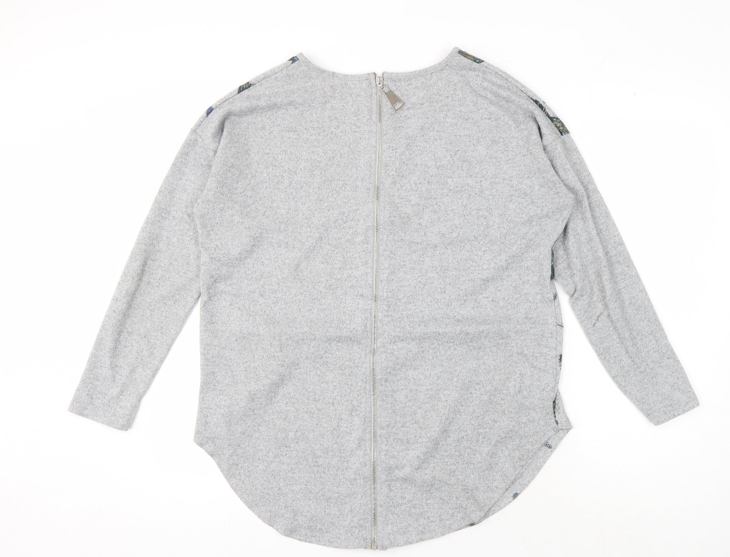 Apricot Women's Grey Bird Print Full Zip Jumper M