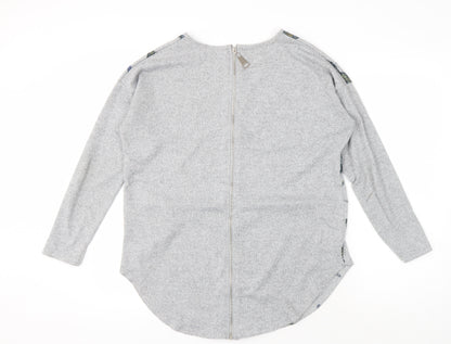 Apricot Women's Grey Bird Print Full Zip Jumper M