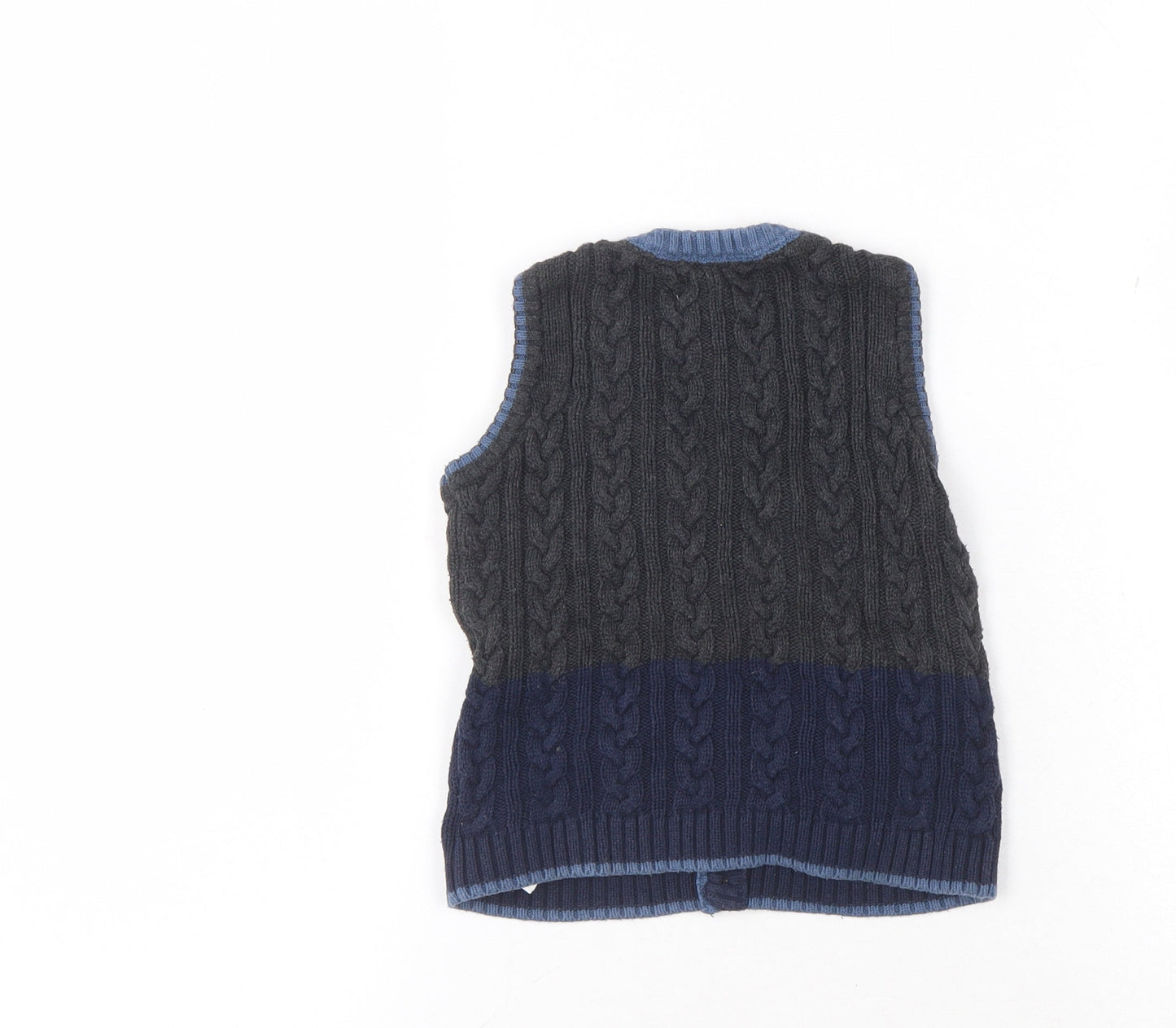Jarvis Archer Boys Blue Grey Vest 12-24 Months Knit Casual