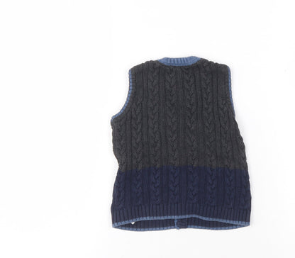 Jarvis Archer Boys Blue Grey Vest 12-24 Months Knit Casual