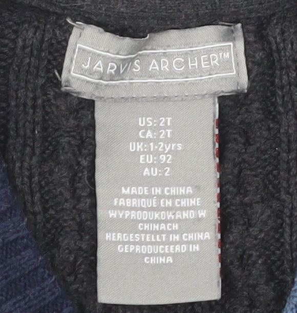 Jarvis Archer Boys Blue Grey Vest 12-24 Months Knit Casual