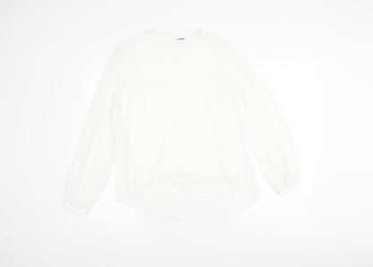 Zara Women's White Long Sleeve Blouse, Size 8