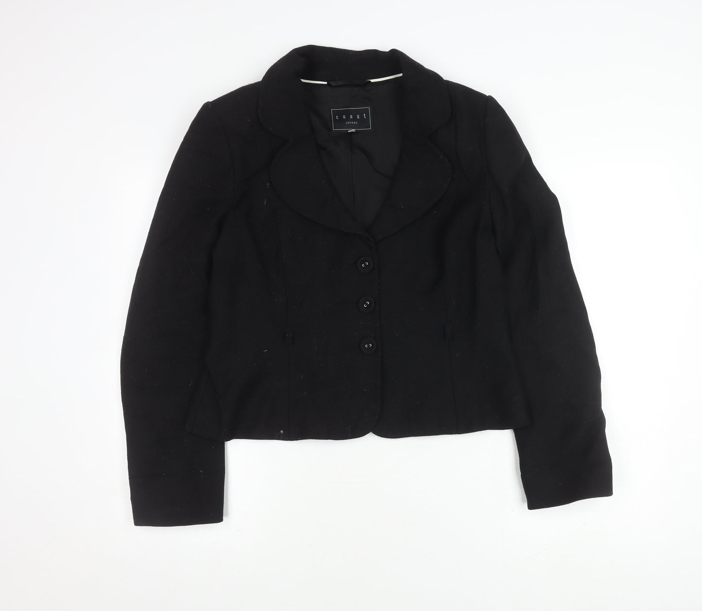 Coast Women's Black Wool Blazer, Size 16, Elegant Business Wear