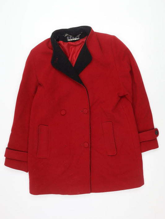Womens UK Size 12 Kesta London Red Pea Coat