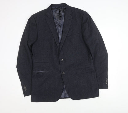 Jigsaw Men's Grey Wool Blazer 42R Single-Breasted