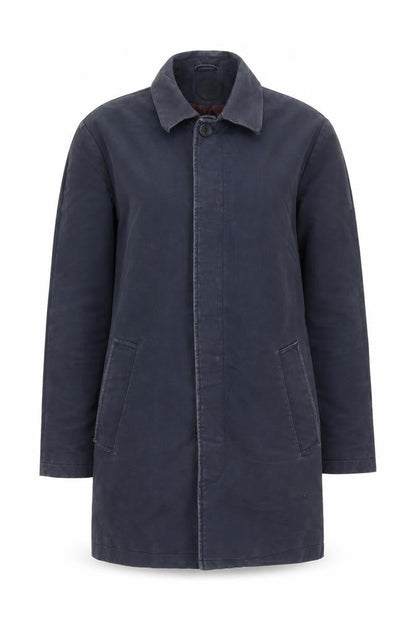 Front view of Common People unisex blue cotton jacket s