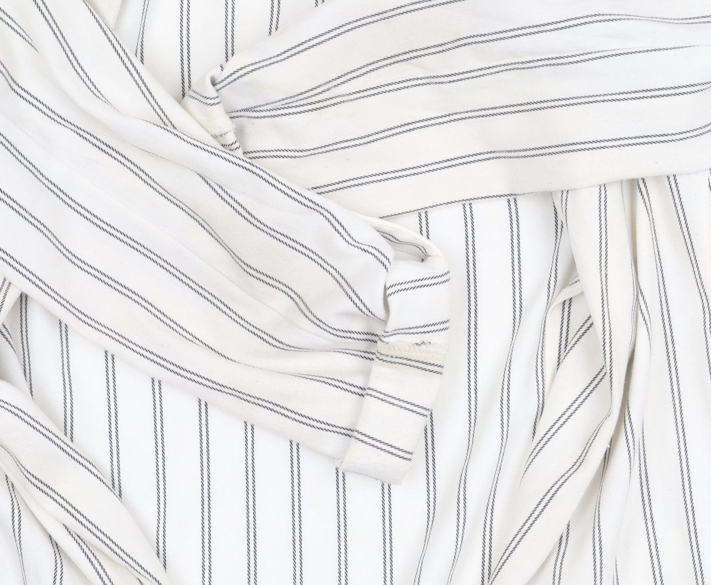 Stradivarius Women's White Blazer, Size 8, Striped Long Coat