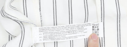 Stradivarius Women's White Blazer, Size 8, Striped Long Coat