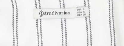 Stradivarius Women's White Blazer, Size 8, Striped Long Coat