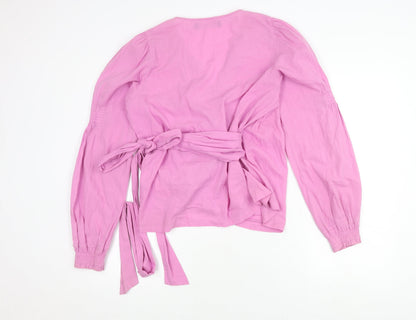 Womens UK Size L VERO MODA Pink Wrap Blouse