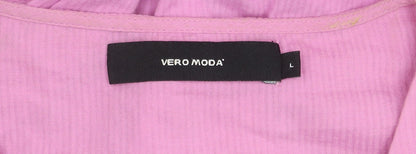 Womens UK Size L VERO MODA Pink Wrap Blouse