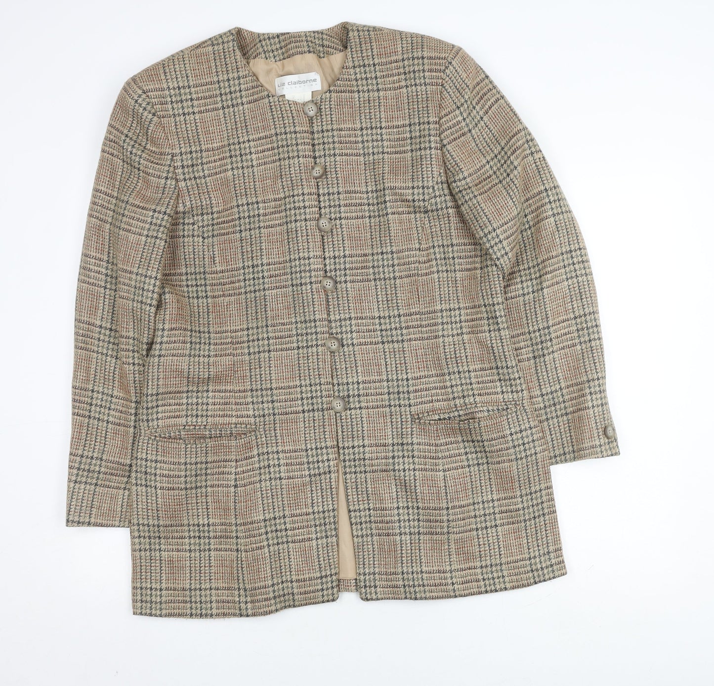 Liz Claiborne Beige Plaid Blazer for Women Size 16
