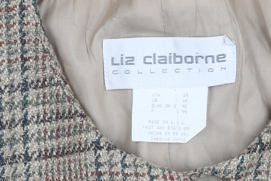 Liz Claiborne Beige Plaid Blazer for Women Size 16