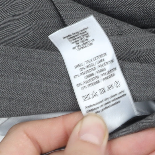 Mens UK Size 34 Topman Regular Grey Suit Jacket