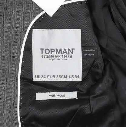 Mens UK Size 34 Topman Regular Grey Suit Jacket