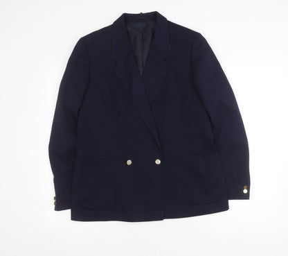 Marks and Spencer Women's Blue Blazer, Size 14, Double-Breasted