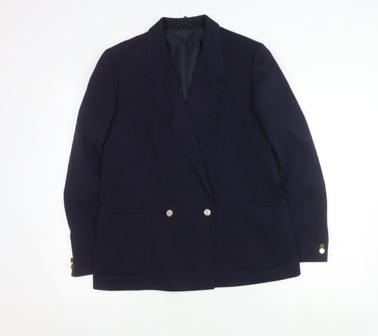 Marks and Spencer Women's Blue Blazer, Size 14, Double-Breasted