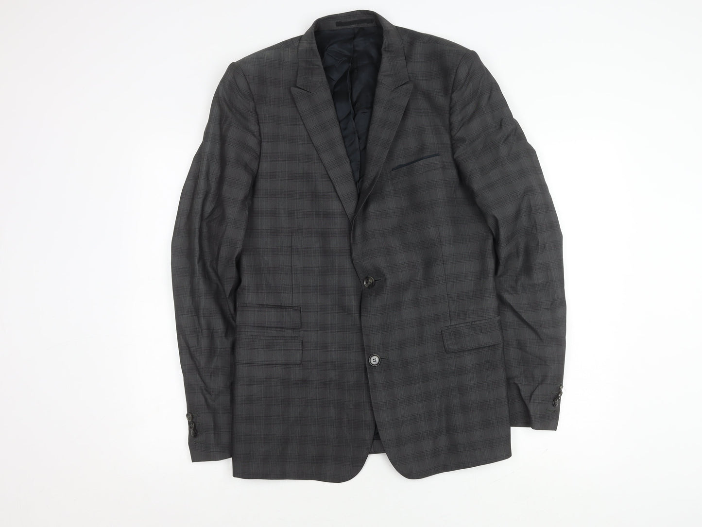 The Kooples Men's Grey Fitted Plaid Jacket UK 40