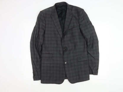 The Kooples Men's Grey Fitted Plaid Jacket UK 40