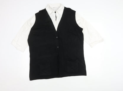 EWM Women’s Black White Blouse, Plus Size 22-24, Collared