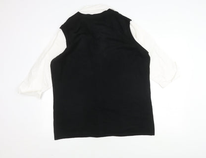 EWM Women’s Black White Blouse, Plus Size 22-24, Collared