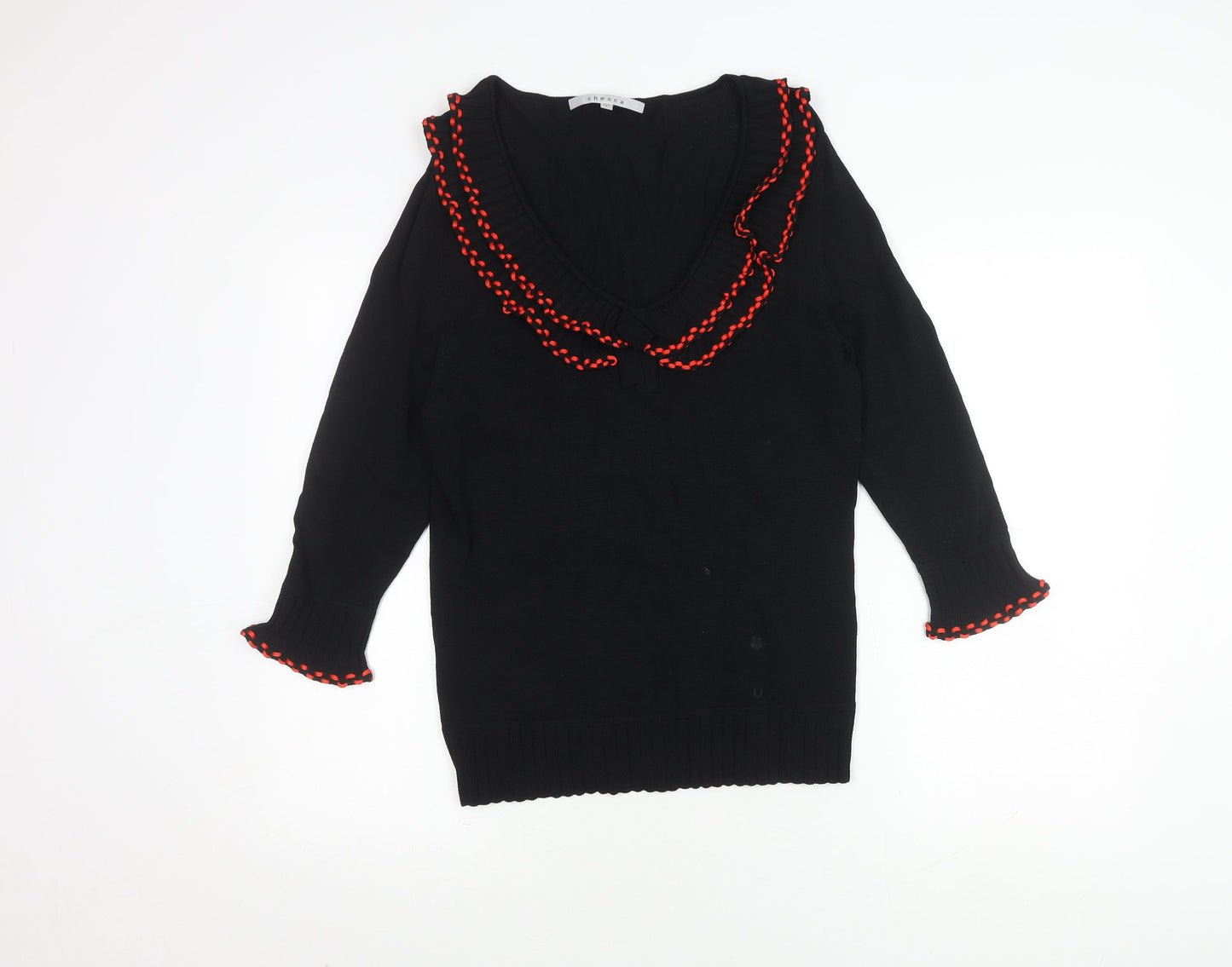 Chesca Women's Black V-Neck Jumper, Size 13