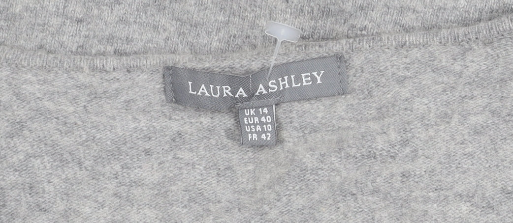 Womens UK Size 14 Laura Ashley Grey Cardigan Jumper