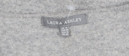 Womens UK Size 14 Laura Ashley Grey Cardigan Jumper