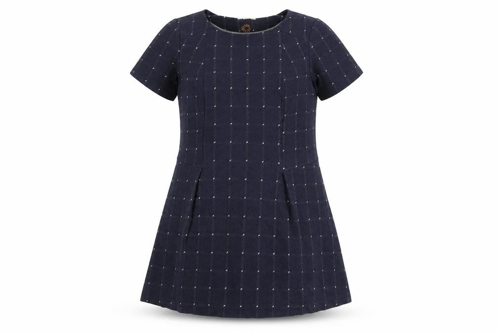 White Stuff Women's Blue A-Line Dress, Size 14, Check Pattern