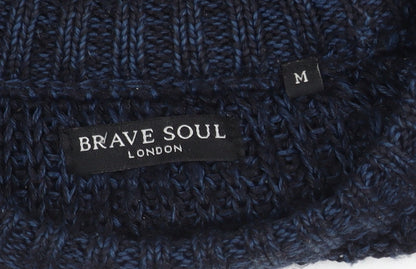 Brave Soul Men's Blue Pullover Jumper, Medium