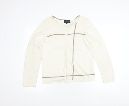 Paul Costelloe Women's Ivory Silk Wool Angora Cardigan