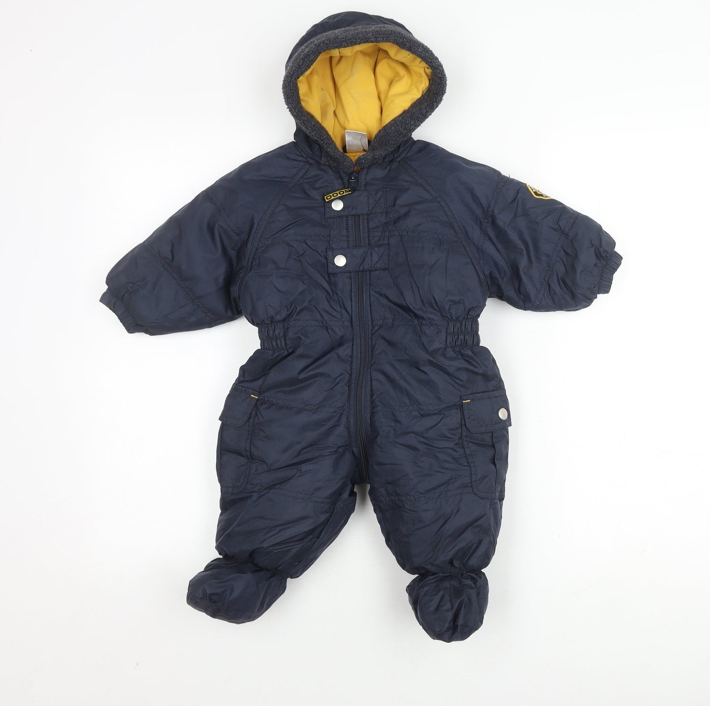 C&A Unisex Baby Blue Snowsuit 6-9 Months Hooded Insulated