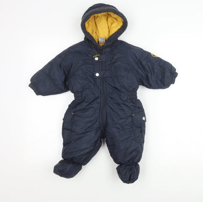 C&A Unisex Baby Blue Snowsuit 6-9 Months Hooded Insulated