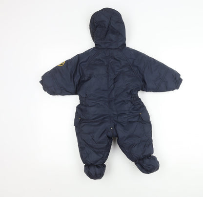 C&A Unisex Baby Blue Snowsuit 6-9 Months Hooded Insulated