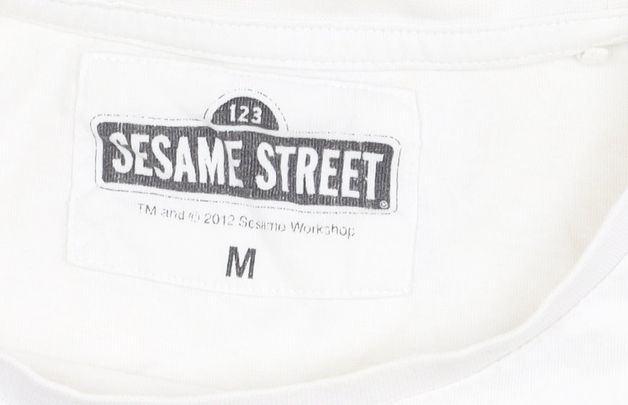 Sesame Street Mens White Medium Cartoon T-Shirt