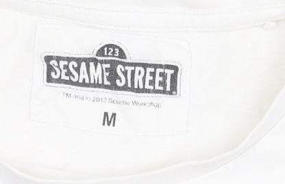 Sesame Street Mens White Medium Cartoon T-Shirt