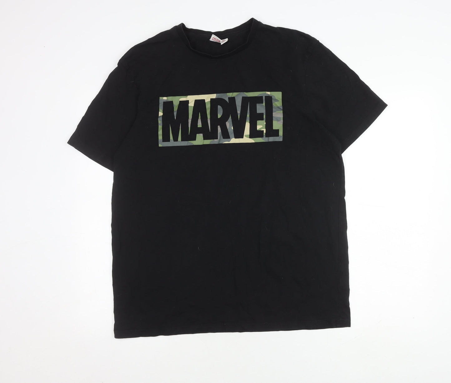 Marvel Men's 2XL Black Cotton T-Shirt with Logo