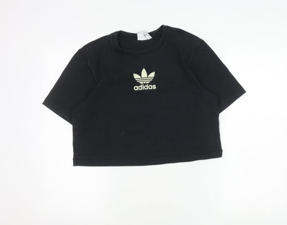 Womens UK Size 8 adidas Black Cropped T-Shirt