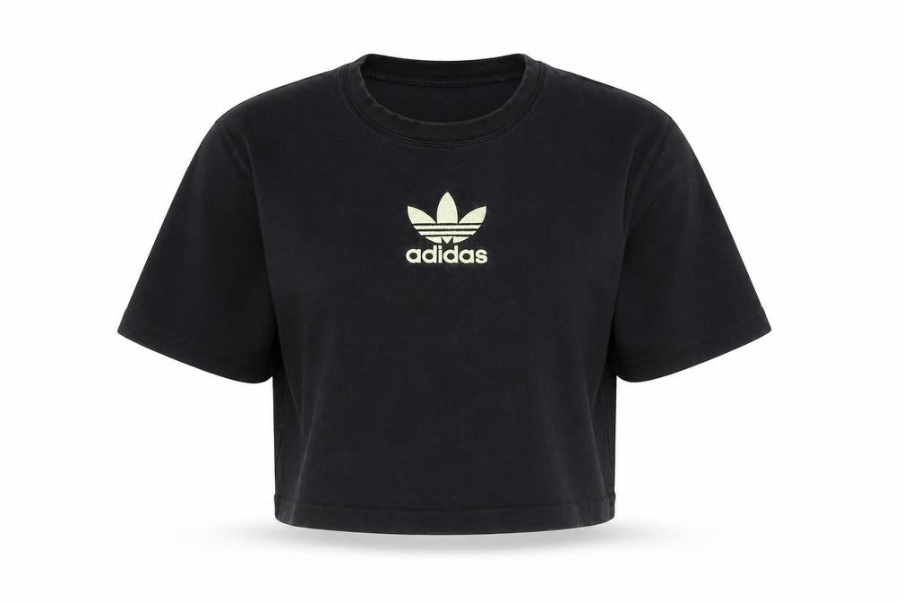 Womens UK Size 8 adidas Black Cropped T-Shirt