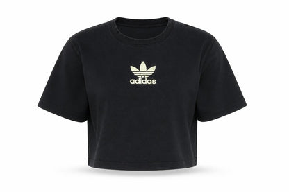 Womens UK Size 8 adidas Black Cropped T-Shirt